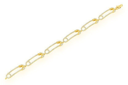 PAPERCLIP CONTOUR DIAMOND BRACELET 14K SOLID GOLD 2.75CTW