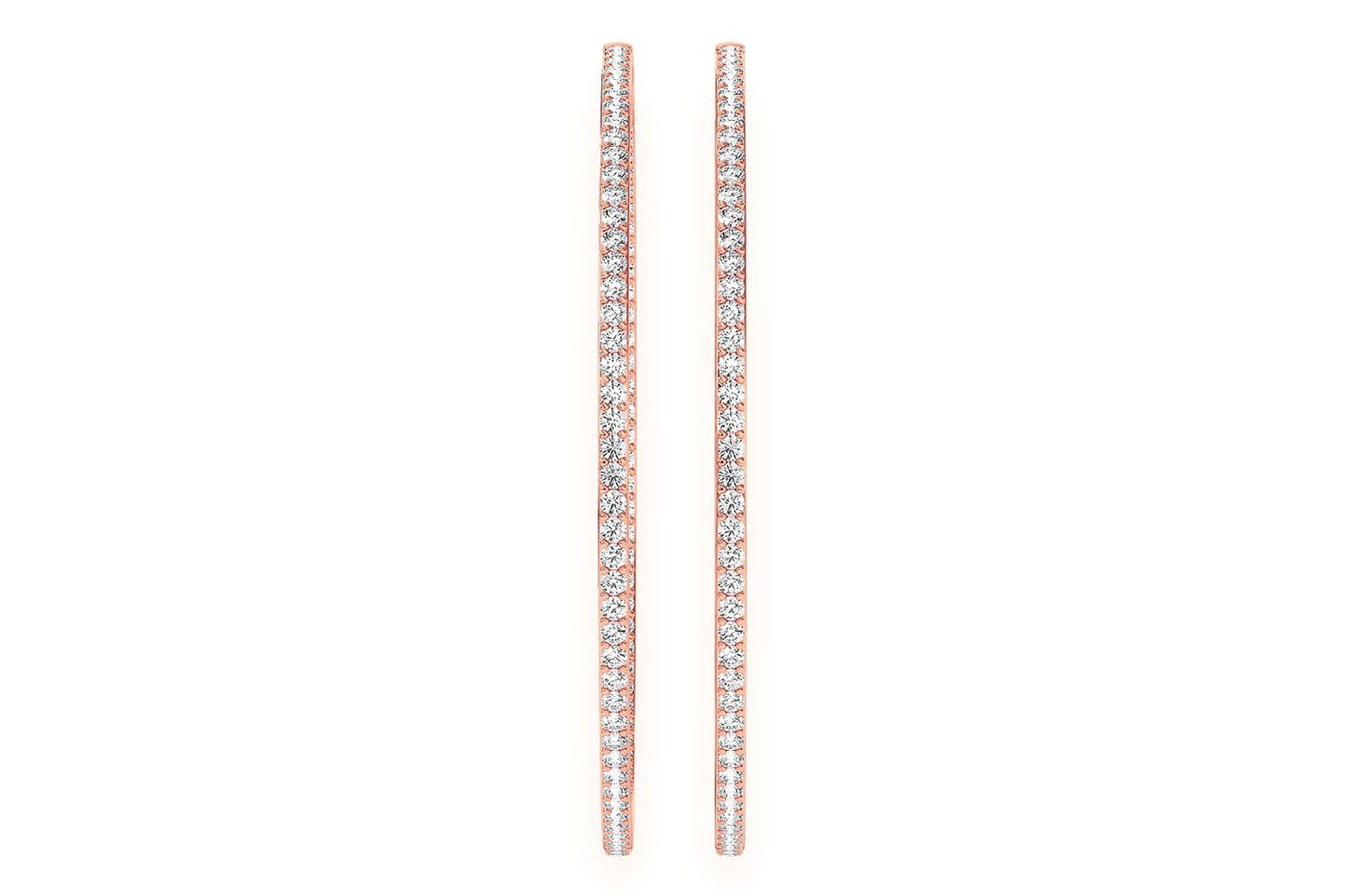 CERCEI MARI CU DIAMANTE, VERTICALE, AUR MASIV DE 14K, 5.00CT