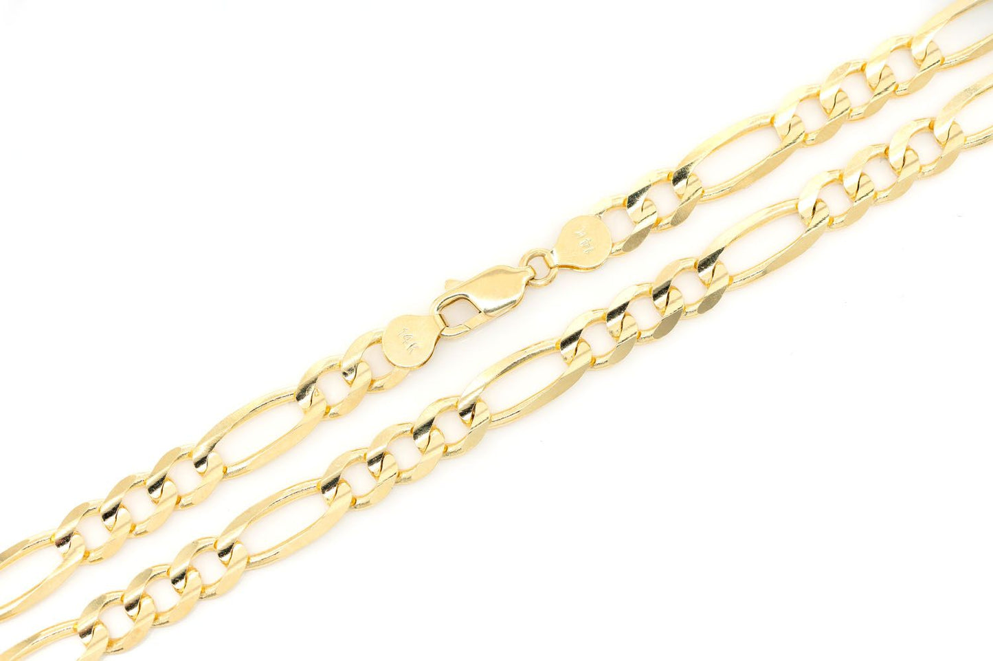 7MM FIGARO CHAIN 14K SOLID GOLD