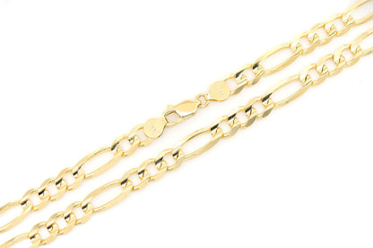 7MM FIGARO CHAIN 14K SOLID GOLD