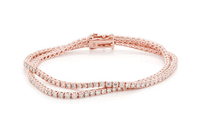 3PT TWO ROW PRONG SET DIAMOND TENNIS BRACELET 14K SOLID GOLD 4.75CTW