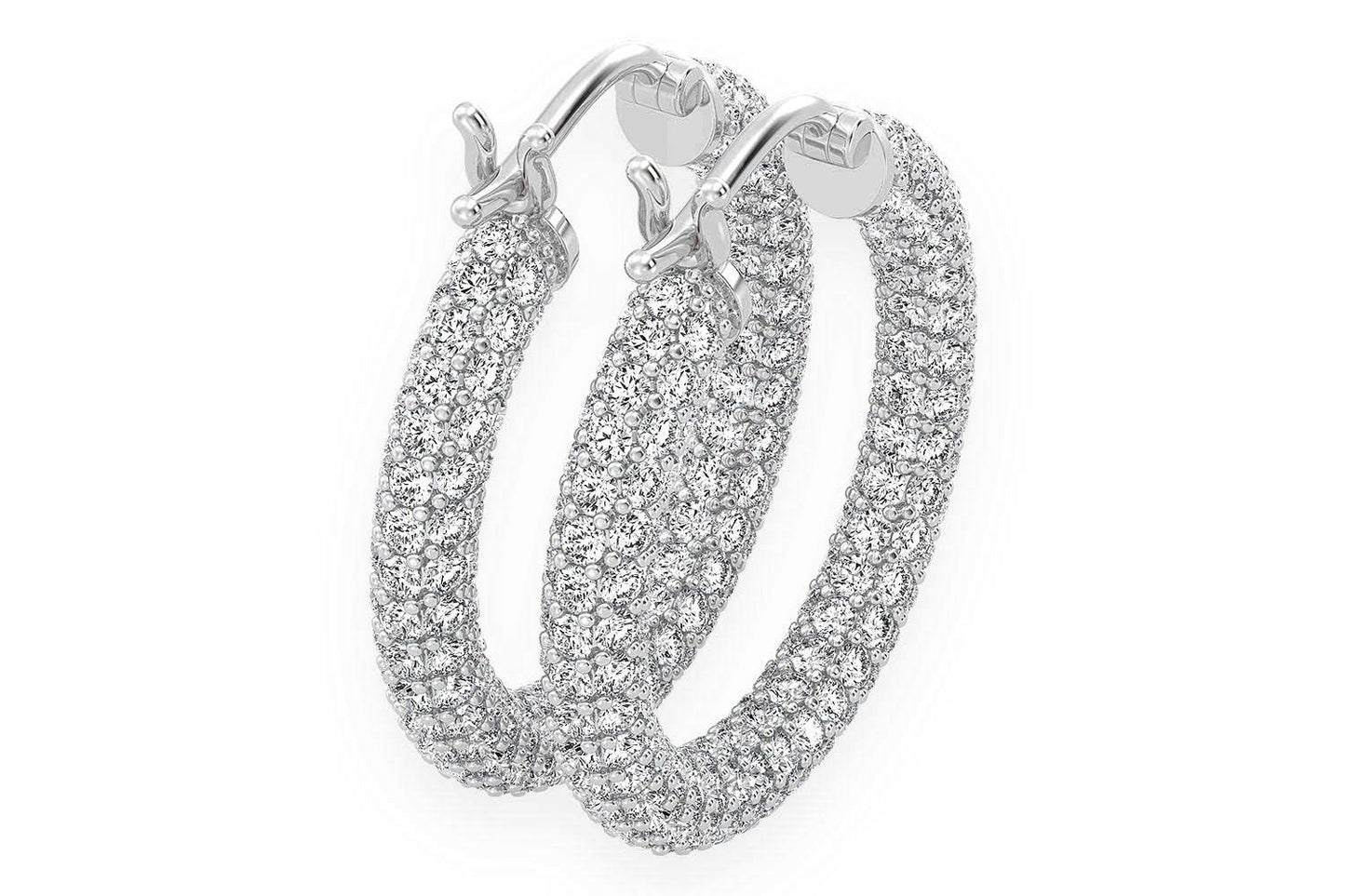 BUBBLY ETERNITY HOOP DIAMOND EARRINGS 14K SOLID GOLD 4.00CTW
