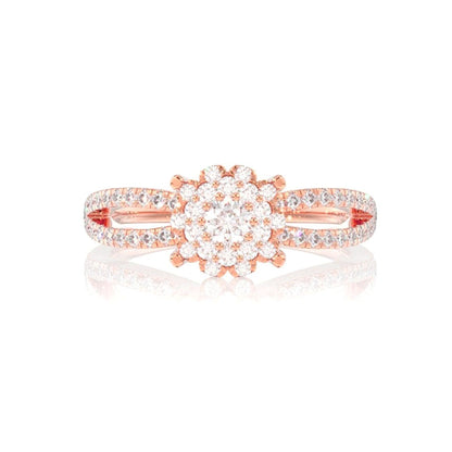 0.50CTW FLOWER CLUSTER LOOP SHANK DIAMOND ENGAGEMENT RING 14K SOLID GOLD