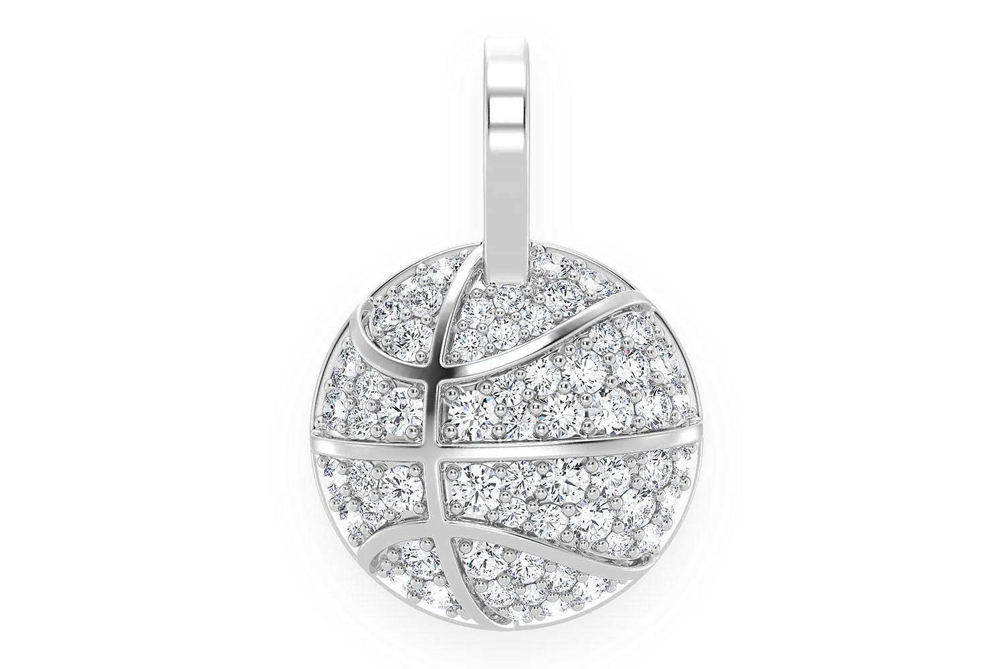BASKETBALL DIAMOND PENDANT 14K SOLID GOLD 0.40CTW