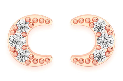 CERCEI MOON STUD CU DIAMANTE, AUR MASIV DE 14K, 0.05CT