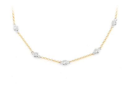 ETERNITY ROUND BEZEL SET DIAMOND NECKLACE 14K SOLID GOLD 1.00CTW