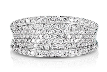 GRADUATED BORDER CONTOUR DIAMOND BAND RING 14K SOLID GOLD 0.90CTW