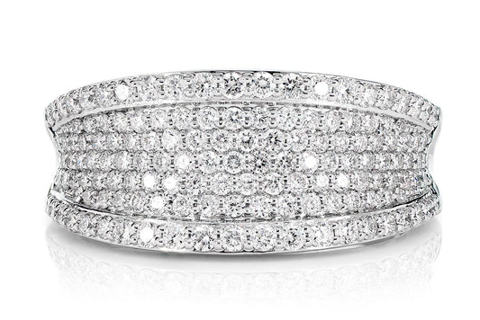 GRADUATED BORDER CONTOUR DIAMOND BAND RING 14K SOLID GOLD 0.90CTW