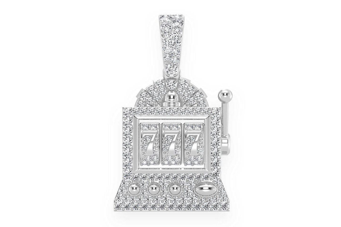 CASINO SLOT MACHINE DIAMOND PENDANT 14K SOLID GOLD 0.66CTW