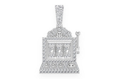 CASINO SLOT MACHINE DIAMOND PENDANT 14K SOLID GOLD 0.66CTW