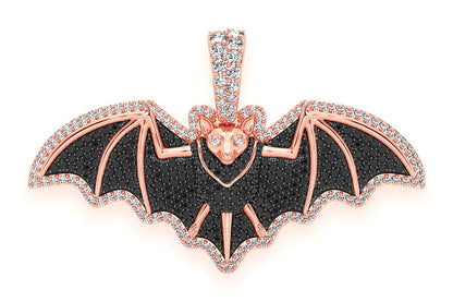 FRUIT BAT BLACK & WHITE DIAMOND PENDANT 14K SOLID GOLD 1.75CTW