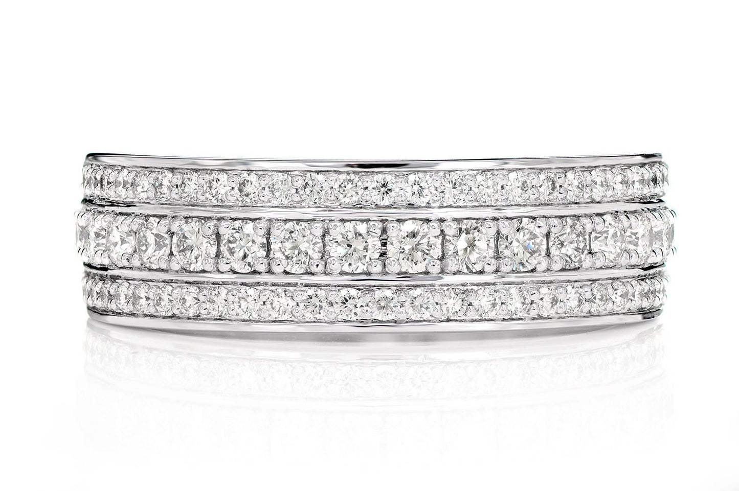 THREE ROW DIAMOND RING 14K GOLD 1.00CTW