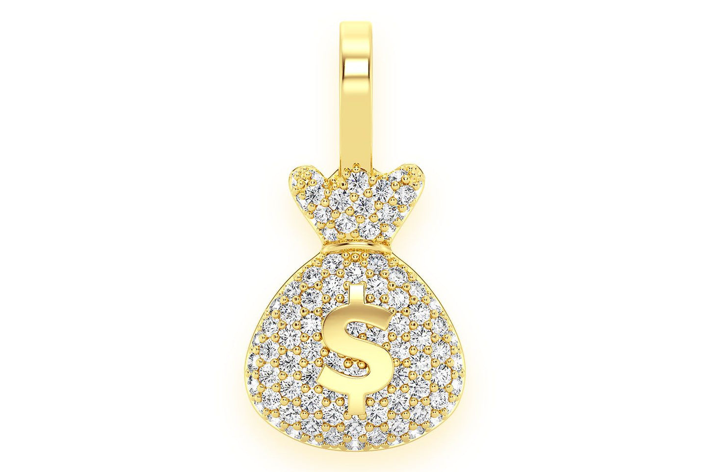 PANDANT CU DIAMANT MONEY BAG, AUR MASIV DE 14K, 0.33CT