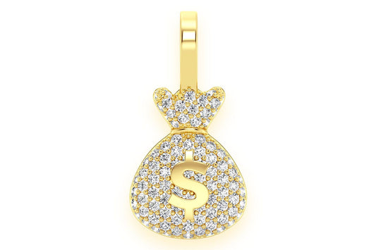 MONEY BAG DIAMOND PENDANT 14K SOLID GOLD 0.33CTW