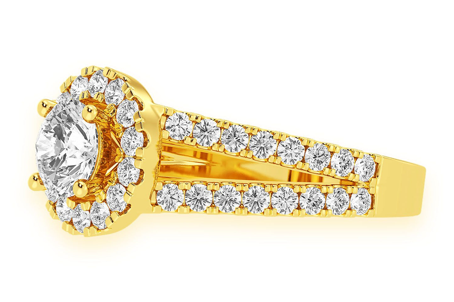SPHINX - .75CT SOLITAIRE ROUND - SPLIT SHANK HALO - DIAMOND ENGAGEMENT RING