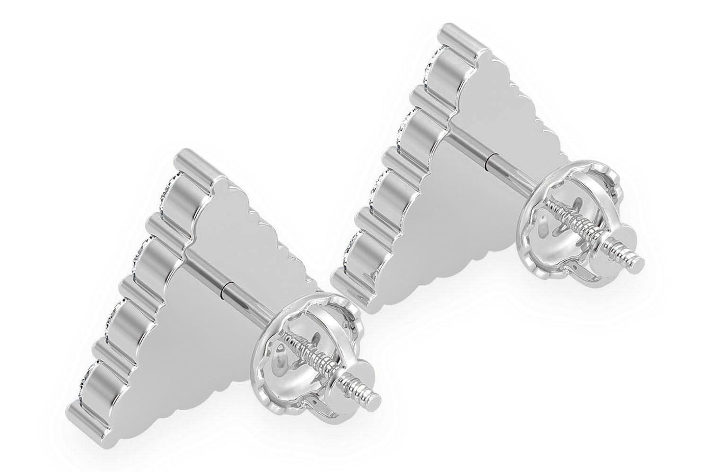 TRIANGLE STACKED STUD DIAMOND EARRINGS 14K SOLID GOLD 0.15CTW