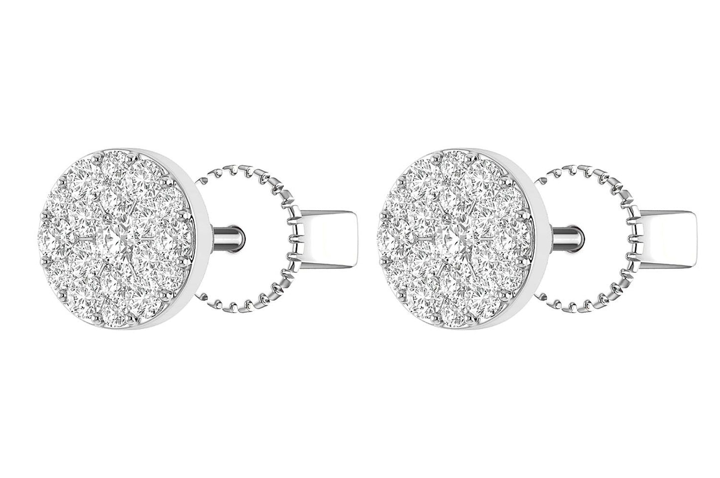 DIAMOND DISC CLUSTER STUD EARRINGS 14K SOLID GOLD 0.40CTW