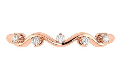 WAVY DIAMOND BAND RING 14K SOLID GOLD 0.06CTW
