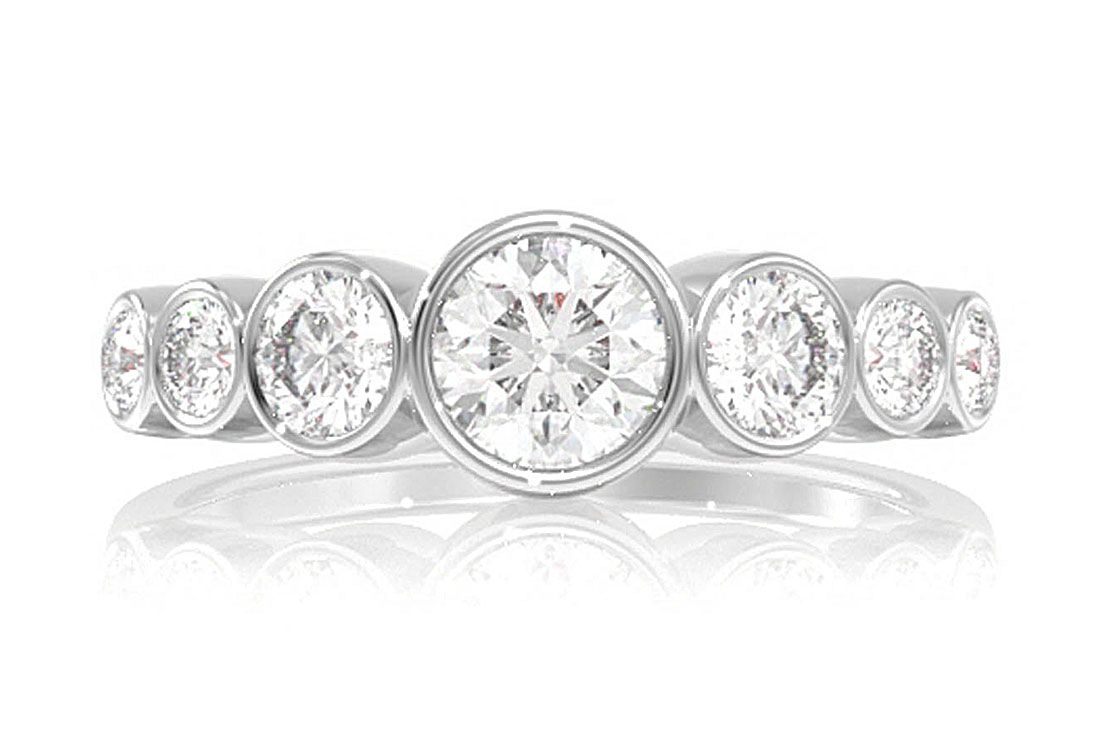7 BEZEL SET DIAMOND ENGAGEMENT RING - 1.20CTW