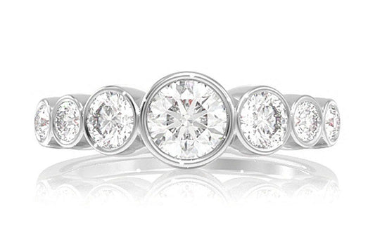 7 BEZEL SET DIAMOND ENGAGEMENT RING - 1.20CTW
