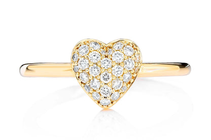 DIAMOND BUBBLY HEART RING 14K SOLID GOLD 0.20CTW