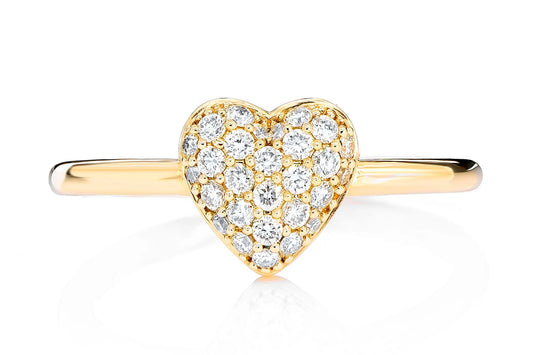 INEL CU DIAMANT ȘI INIMĂ, AUR MASIV DE 14K, 0.20CT 