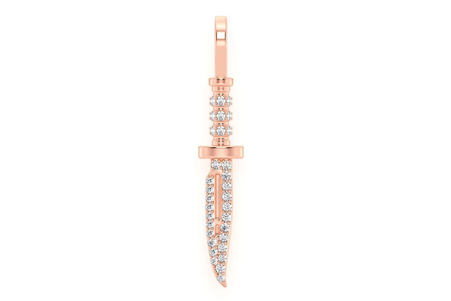 COMBAT KNIFE DIAMOND PENDANT 14K SOLID GOLD 0.15CTW