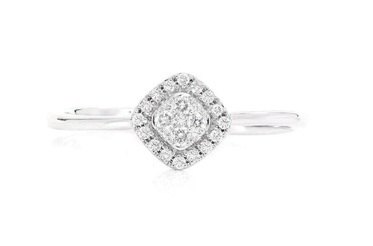 RHOMBUS HALO DIAMOND RING 14K SOLID GOLD 0.15CTW