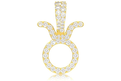 Pandantiv Zodiac Taur cu Diamant Aur Masiv de 14K 0.75CT