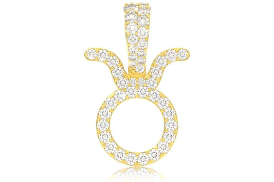 TAURUS ZODIAC DIAMOND PENDANT 14K SOLID GOLD 0.75CTW