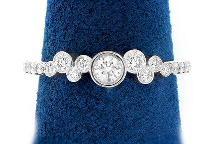 9 STONE GRADUATED BEZEL DIAMOND RING 14K SOLID GOLD 0.50CTW