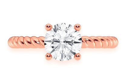 1.00CT ROUND TWIST BAND SOLITAIRE RING 14K