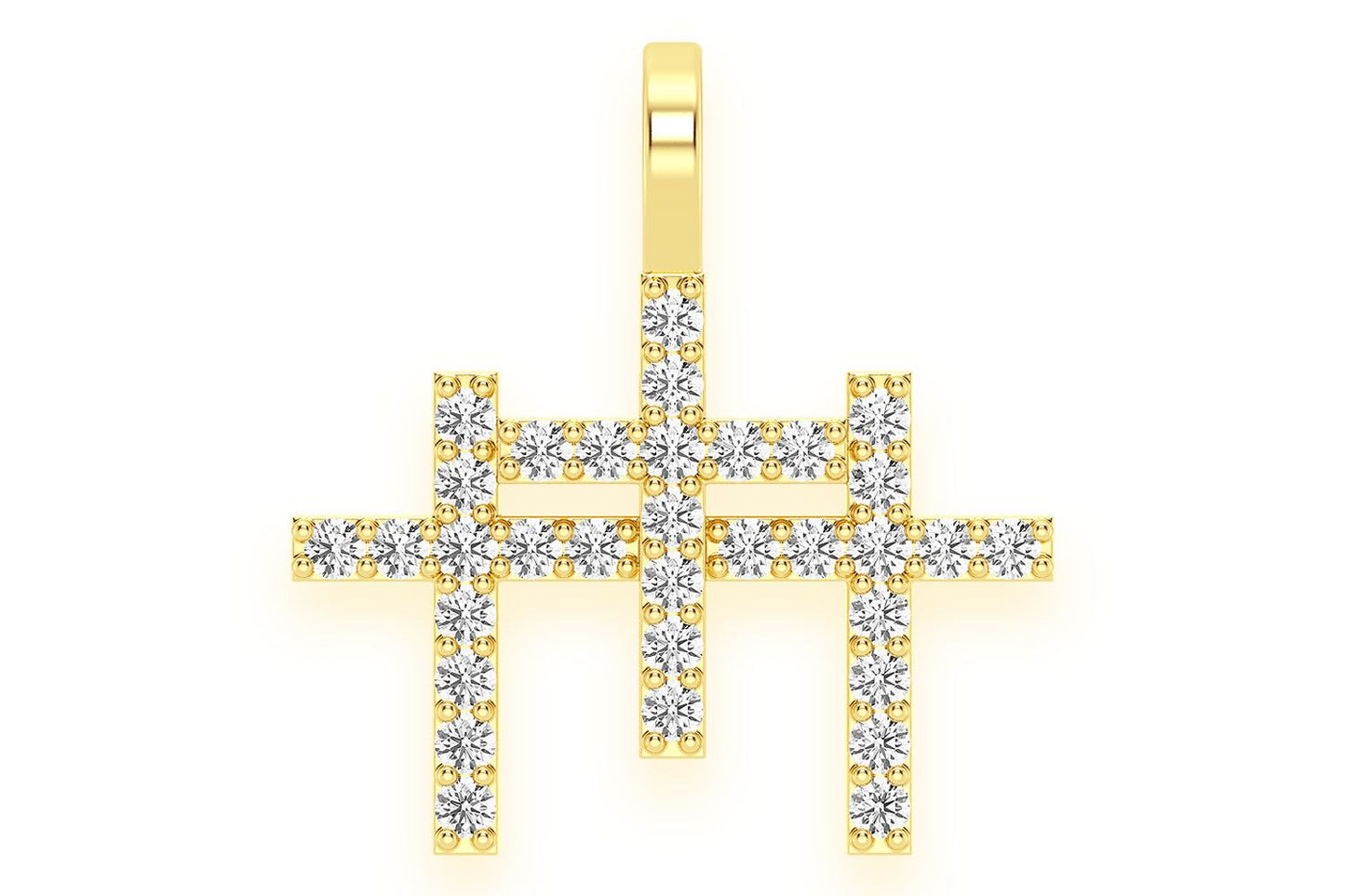 PANDANT CU TRIPLU DIAMANT, AUR MASIV DE 14K, 0.45CT