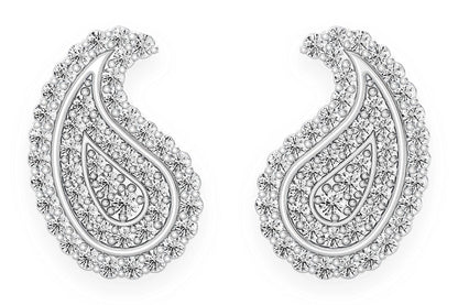 CERCEI CU DIAMANTE PAISLEY, AUR MASIV DE 14K, 0.35CT