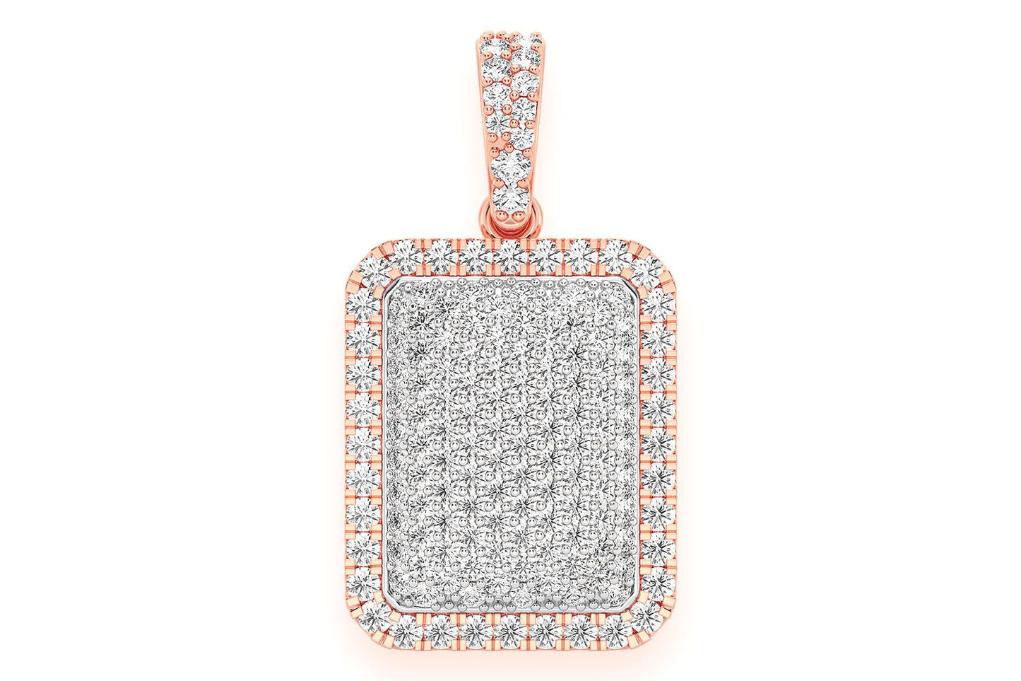 PILLOW DOUBLE LAYER DIAMOND PENDANT 14K SOLID GOLD .65CTW