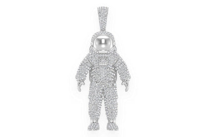 ASTRONAUT SPACE DIAMOND PENDANT 14K SOLID GOLD 4.25CTW
