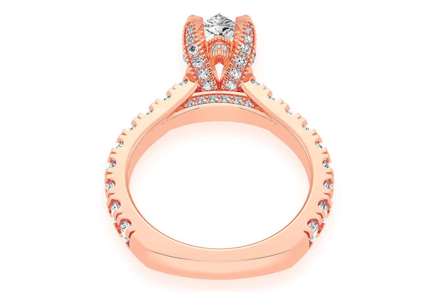 THINN - 2.00CT PEAR SOLITAIRE - SINGLE ROW SCALLOP - DIAMOND ENGAGEMENT RING
