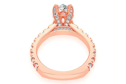 THINN - 2.00CT PEAR SOLITAIRE - SINGLE ROW SCALLOP - DIAMOND ENGAGEMENT RING