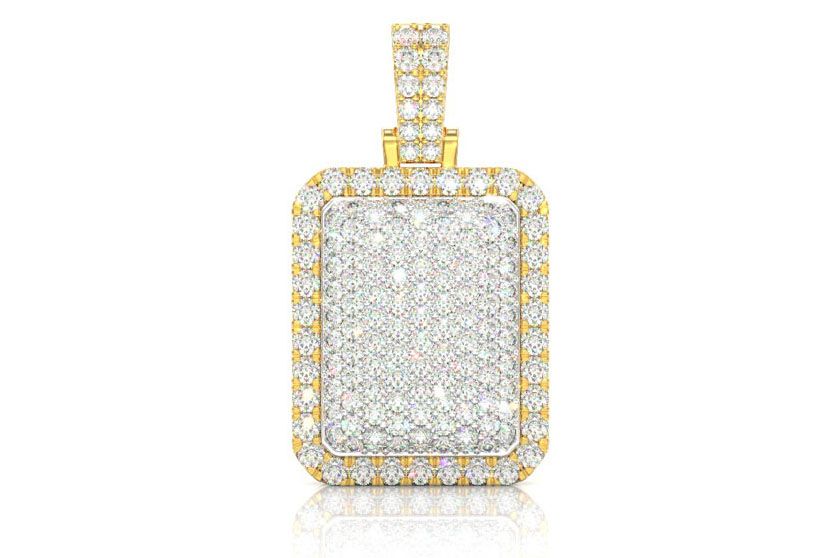 PILLOW DOUBLE LAYER DIAMOND PENDANT 14K SOLID GOLD 6.75CTW