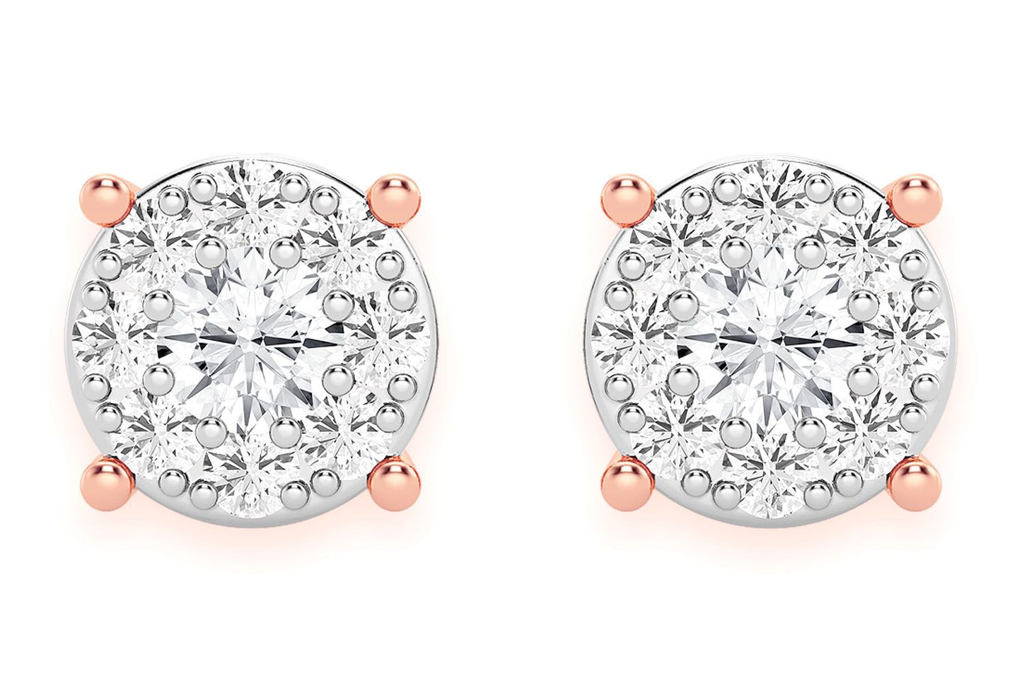 0.25CTW MOSAIC STUD DIAMOND EARRINGS 14K SOLID GOLD