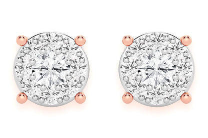 0.25CTW MOSAIC STUD DIAMOND EARRINGS 14K SOLID GOLD