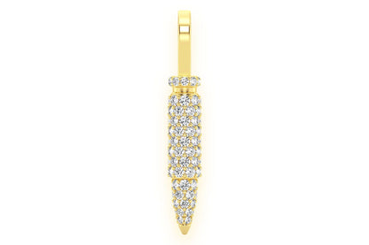BULLET DIAMOND PENDANT 14K SOLID GOLD .65CTW