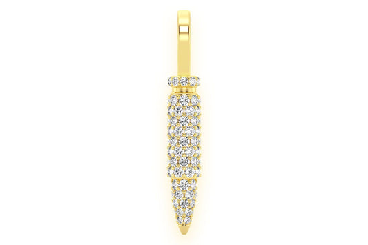 BULLET DIAMOND PENDANT 14K SOLID GOLD .65CTW