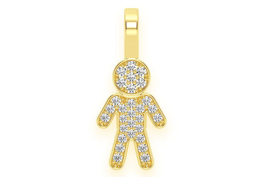 BOY DIAMOND PENDANT 14K SOLID GOLD 0.10CTW