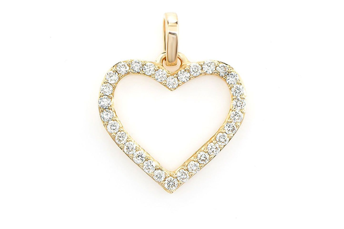 PANDANT CU INIMĂ DESCHISĂ, CU DIAMANT, AUR MASIV DE 14K, 0.10CTW