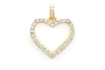 PANDANT CU INIMĂ DESCHISĂ, CU DIAMANT, AUR MASIV DE 14K, 0.10CTW