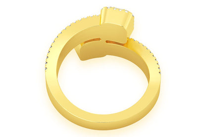 BORDER BAGUETTE CROSSOVER DIAMOND RING 14K SOLID GOLD 1.00CTW