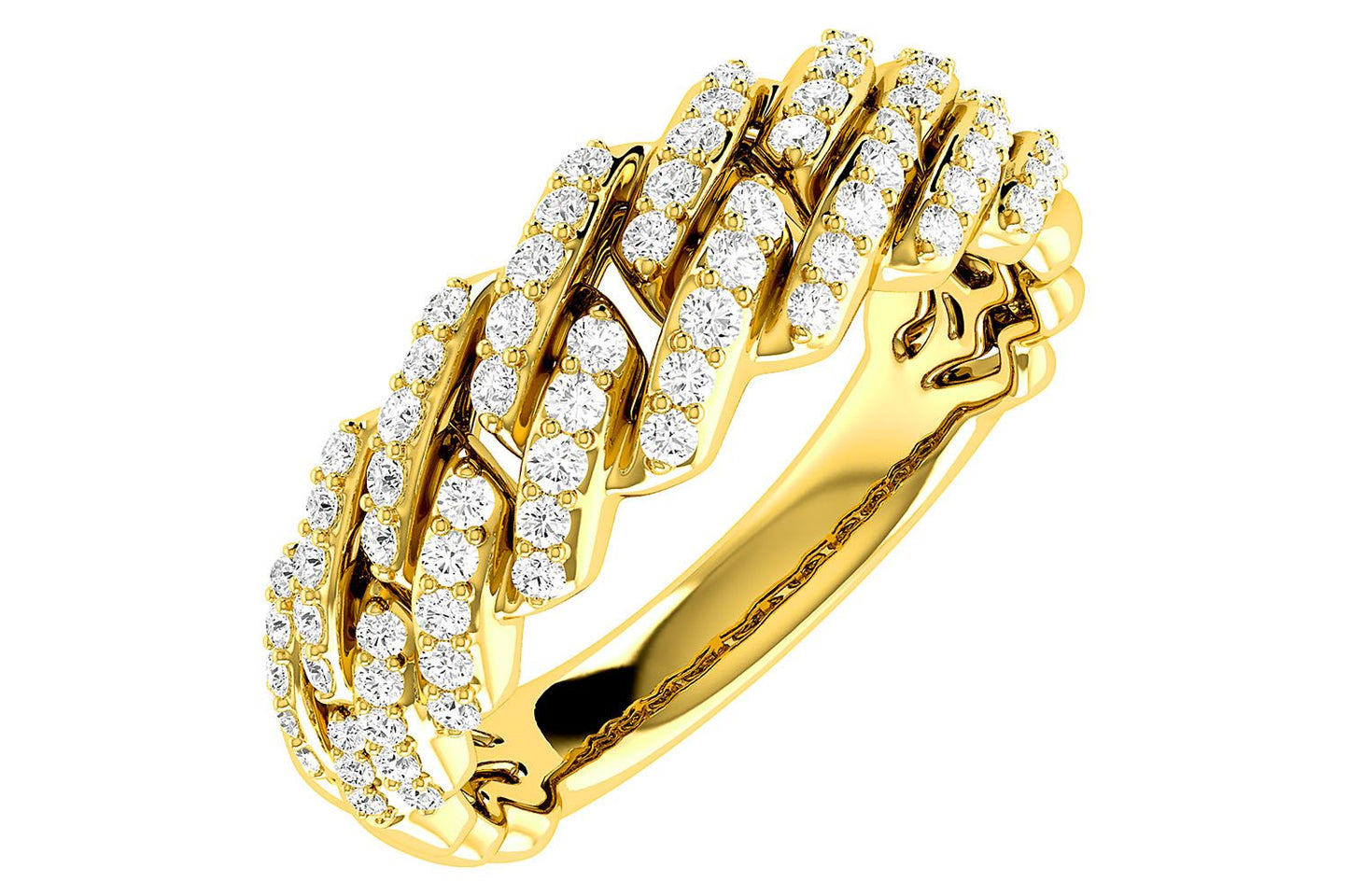GRADUATED RAISED CUBAN LINK DIAMOND RING 0.50CTW 14K SOLID GOLD