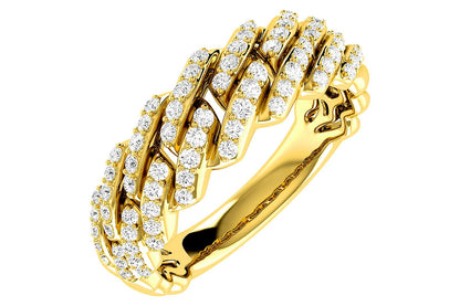 GRADUATED RAISED CUBAN LINK DIAMOND RING 0.50CTW 14K SOLID GOLD
