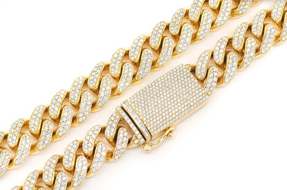 18MM MIAMI CUBAN DIAMOND NECKLACE 14K SOLID GOLD 37.00CTW